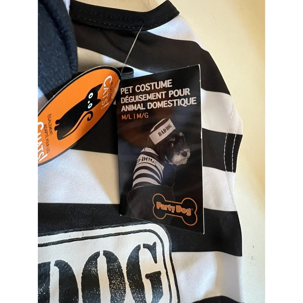Party Dog Jailbird Prisoner Bad Dog Halloween Costume M/L NWT